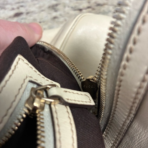 Gucci Britt Boston Cream Leather Women's Bag - Picture 12 of 12